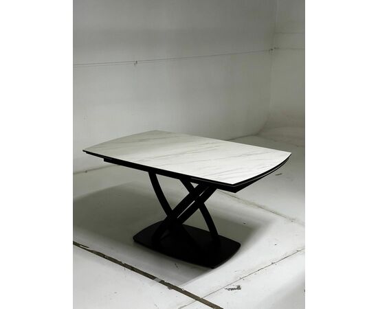 Стол FOGGIA 140 KL-99 Белый мрамор матовый, итальянская керамика/ черный каркас М-City, изображение 3 | Интернет магазин мебели и декора LifeDekor