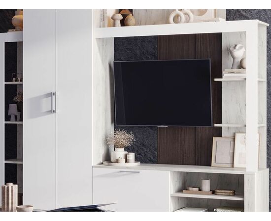 Стенка «Невада», МДФ Софт вайт/ Дуб Крафт белый, изображение 3 | Интернет магазин мебели и декора LifeDekor