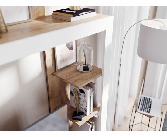 Стенка «Невада», МДФ Софт вайт/ Дуб Крафт Золото, изображение 5 | Интернет магазин мебели и декора LifeDekor