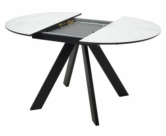 Стол БОНЖУР 100 БЕЛЫЙ МРАМОР, черная шагрень, стекло / ЧЕРНЫЙ каркас М-City, изображение 9 | Интернет магазин мебели и декора LifeDekor