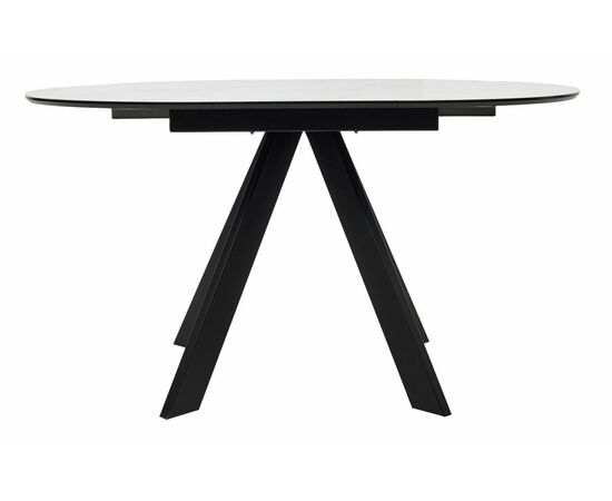 Стол БОНЖУР 100 БЕЛЫЙ МРАМОР, черная шагрень, стекло / ЧЕРНЫЙ каркас М-City, изображение 5 | Интернет магазин мебели и декора LifeDekor