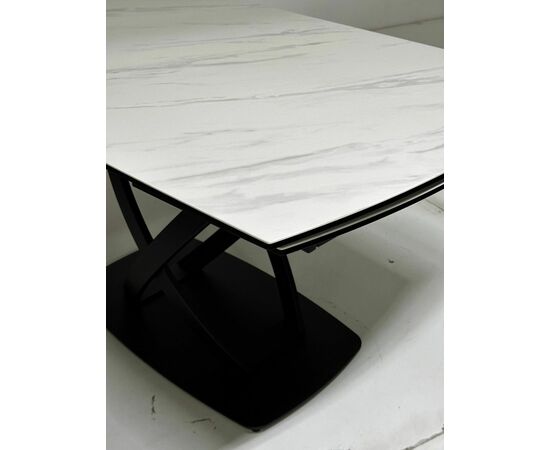 Стол FOGGIA 140 KL-99 Белый мрамор матовый, итальянская керамика/ черный каркас М-City, изображение 2 | Интернет магазин мебели и декора LifeDekor
