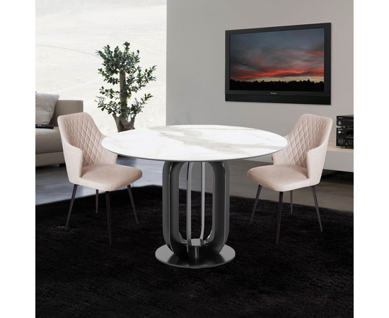 Стол круглый Capri 100, керамика белая, изображение 4 | Интернет магазин мебели и декора LifeDekor