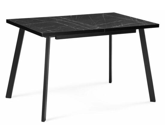 Стол деревянный Цефей 120(160)х75х75 мрамор черный / черный матовый | Интернет магазин мебели и декора LifeDekor