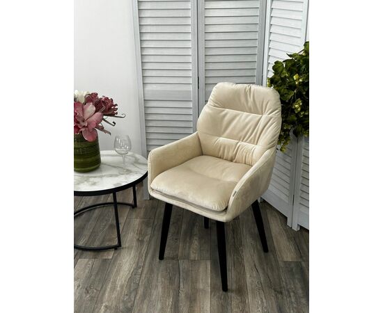 Стул РАЛЬФ ДАНС 360 град. поворотн, ZIZI 002 Бежевый, велюр / Черный каркас M-City, изображение 4 | Интернет магазин мебели и декора LifeDekor