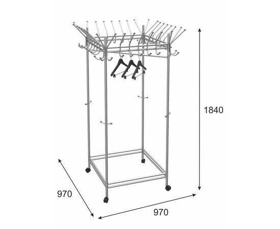 Вешалка напольная на колесах Пико 23 металлик, изображение 2 | Интернет магазин мебели и декора LifeDekor