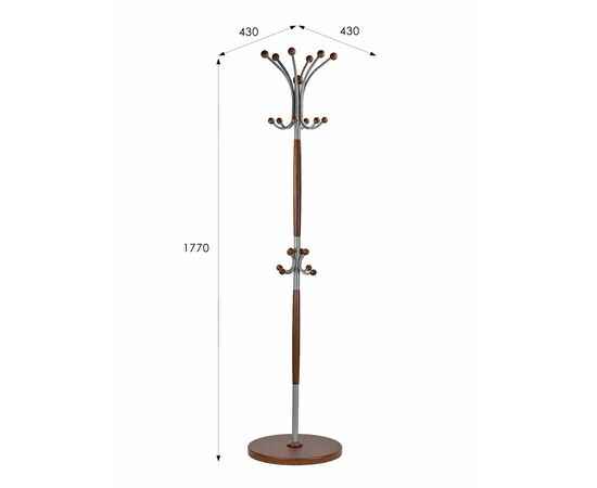 Вешалка напольная Д 1 металлик/ средне-коричневый, изображение 3 | Интернет магазин мебели и декора LifeDekor