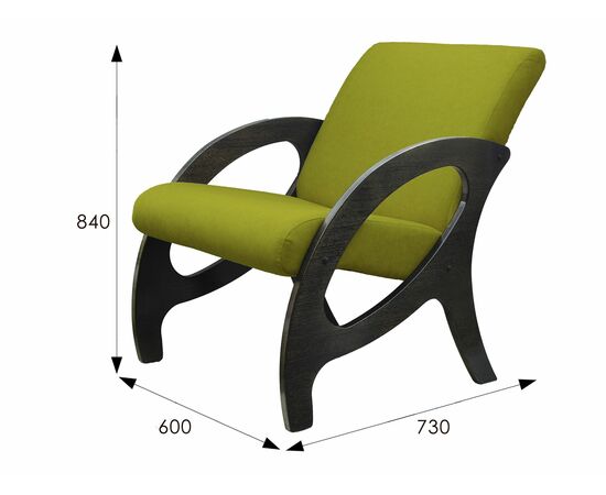 Кресло Альма ткань лайм, каркас венге, патина, изображение 3 | Интернет магазин мебели и декора LifeDekor