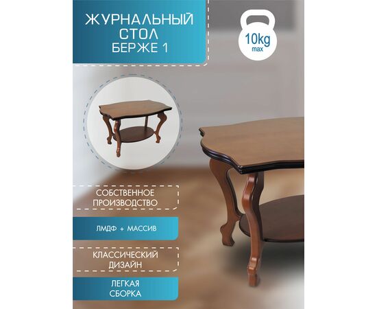 Стол журнальный Берже 1 средне-коричневый, изображение 6 | Интернет магазин мебели и декора LifeDekor