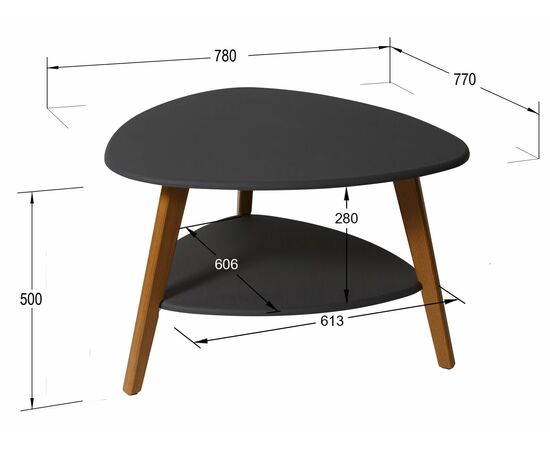 Стол журнальный Бруклин графит/дуб светлый, изображение 3 | Интернет магазин мебели и декора LifeDekor