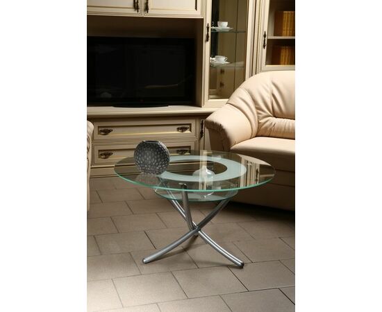 Стол журнальный Дуэт 4 металлик/ прозрачное, изображение 2 | Интернет магазин мебели и декора LifeDekor