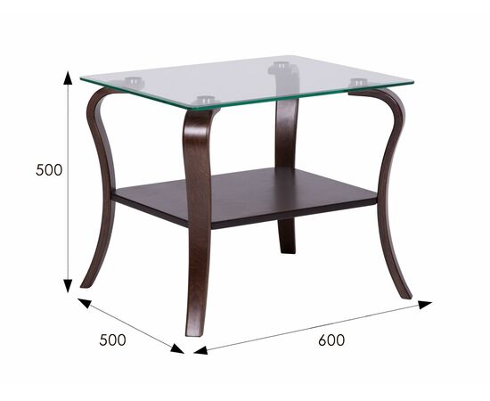 Стол журнальный Шарм орех/стекло прозрачное, изображение 3 | Интернет магазин мебели и декора LifeDekor