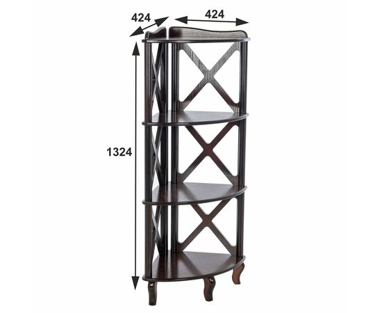 Этажерка-стеллаж угловая Джульетта-3 орех, изображение 3 | Интернет магазин мебели и декора LifeDekor
