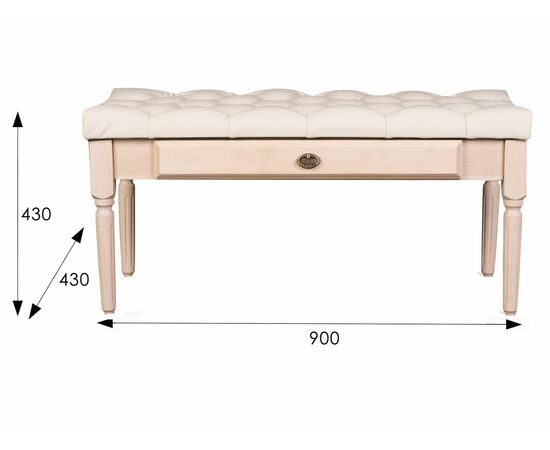 Банкетка Оливия экокожа молочный/белый ясень, изображение 2 | Интернет магазин мебели и декора LifeDekor