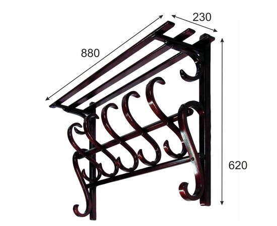 Вешалка настенная В 7Н махагон, изображение 2 | Интернет магазин мебели и декора LifeDekor