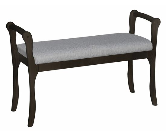 Скамья для прихожей с подлокотниками мягкая, ткань серый, каркас венге, изображение 2 | Интернет магазин мебели и декора LifeDekor