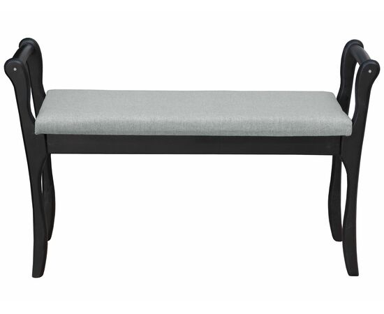 Скамья для прихожей с подлокотниками мягкая, ткань серый, каркас венге, изображение 3 | Интернет магазин мебели и декора LifeDekor