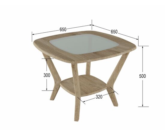 Стол журнальный Мельбурн со стеклом дуб сонома/дуб сонома, изображение 2 | Интернет магазин мебели и декора LifeDekor