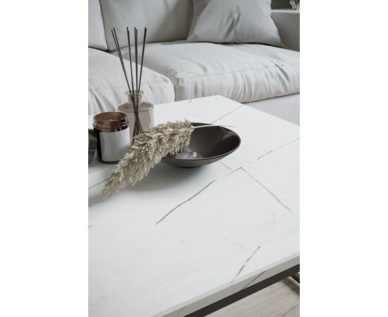 Стол журнальный Овер белый мрамор/черный, изображение 3 | Интернет магазин мебели и декора LifeDekor