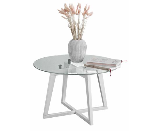 Стол журнальный Рилле 445 белый/стекло прозрачное (круг), изображение 4 | Интернет магазин мебели и декора LifeDekor