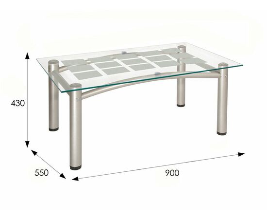 Стол журнальный Робер 3М металлик/прозрачное, изображение 2 | Интернет магазин мебели и декора LifeDekor