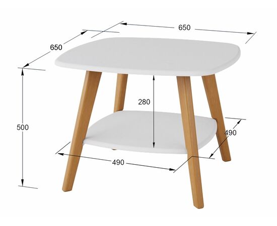 Стол журнальный Хадсон белый/дуб светлый, изображение 2 | Интернет магазин мебели и декора LifeDekor