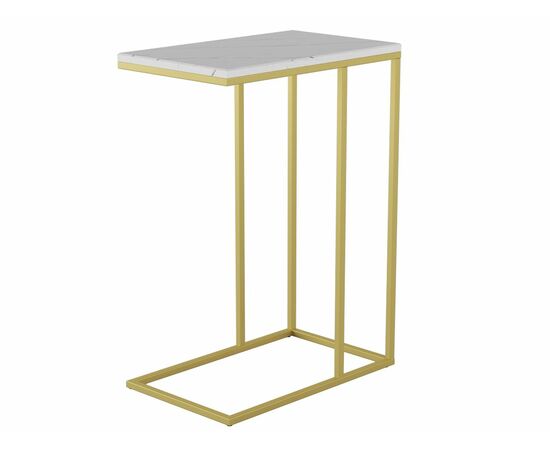 Стол придиванный Агами Голд белый мрамор/золото, изображение 3 | Интернет магазин мебели и декора LifeDekor