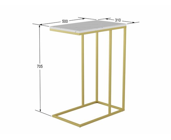 Стол придиванный Агами Голд белый мрамор/золото, изображение 4 | Интернет магазин мебели и декора LifeDekor