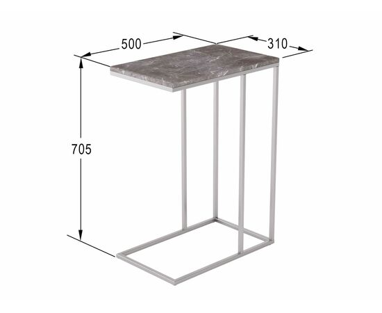 Стол придиванный Агами серый мрамор/хром, изображение 4 | Интернет магазин мебели и декора LifeDekor