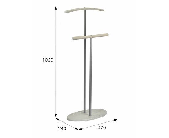 Вешалка костюмная Дэви 2 металлик/дуб дымчатый, изображение 9 | Интернет магазин мебели и декора LifeDekor