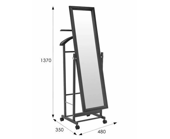 Вешалка костюмная с зеркалом на колесах В 24Н венге, изображение 6 | Интернет магазин мебели и декора LifeDekor
