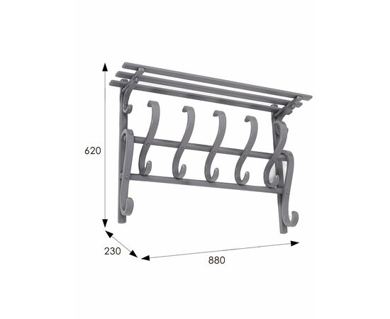 Вешалка настенная В 7Н серый, изображение 2 | Интернет магазин мебели и декора LifeDekor