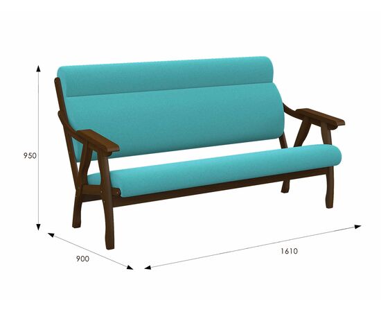 Диван Вега 10 ткань бирюза, каркас орех, изображение 6 | Интернет магазин мебели и декора LifeDekor