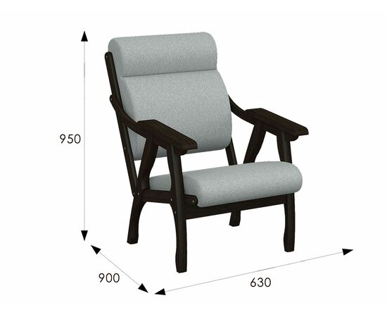 Кресло Вега 10 ткань серый, каркас венге, изображение 6 | Интернет магазин мебели и декора LifeDekor