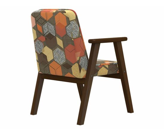 Кресло Ретро ткань геометрия коричневый, каркас орех, изображение 2 | Интернет магазин мебели и декора LifeDekor