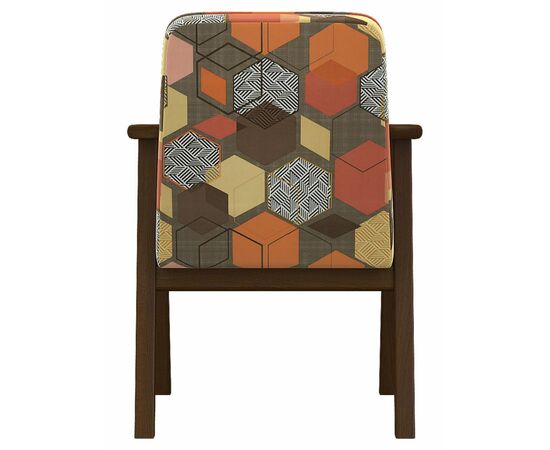 Кресло Ретро ткань геометрия коричневый, каркас орех, изображение 3 | Интернет магазин мебели и декора LifeDekor