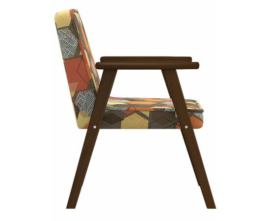 Кресло Ретро ткань геометрия коричневый, каркас орех, изображение 4 | Интернет магазин мебели и декора LifeDekor