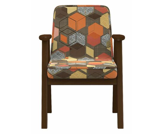 Кресло Ретро ткань геометрия коричневый, каркас орех, изображение 5 | Интернет магазин мебели и декора LifeDekor