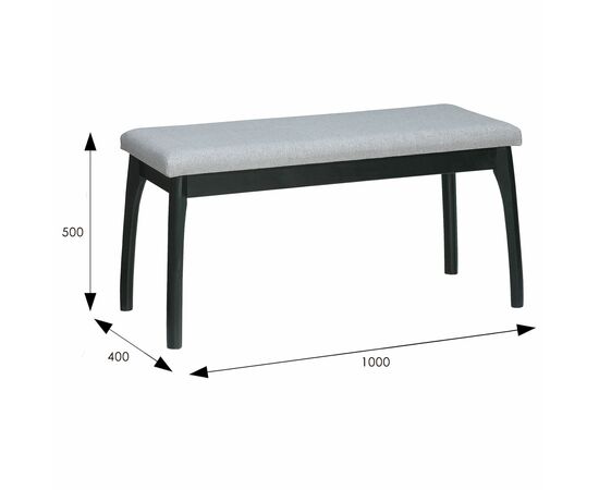 Скамья для прихожей мягкая, ткань серый, каркас венге, изображение 5 | Интернет магазин мебели и декора LifeDekor