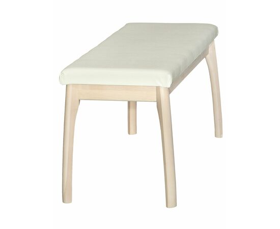 Скамья для прихожей мягкая, экокожа крем, каркас лак, изображение 2 | Интернет магазин мебели и декора LifeDekor