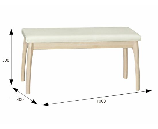 Скамья для прихожей мягкая, экокожа крем, каркас лак, изображение 3 | Интернет магазин мебели и декора LifeDekor