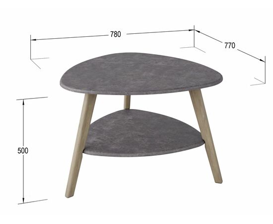 Стол журнальный Бруклин серый бетон/дуб сонома, изображение 2 | Интернет магазин мебели и декора LifeDekor