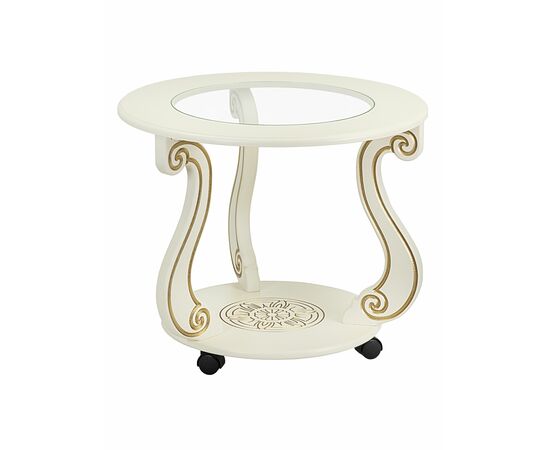 Стол журнальный Грация (С) на колесах слоновая кость/золото, изображение 2 | Интернет магазин мебели и декора LifeDekor