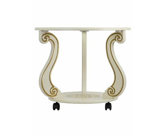 Стол журнальный Грация (С) на колесах слоновая кость/золото, изображение 3 | Интернет магазин мебели и декора LifeDekor