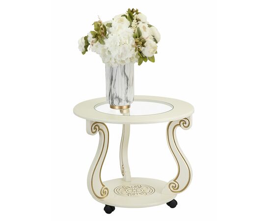 Стол журнальный Грация (С) на колесах слоновая кость/золото, изображение 7 | Интернет магазин мебели и декора LifeDekor