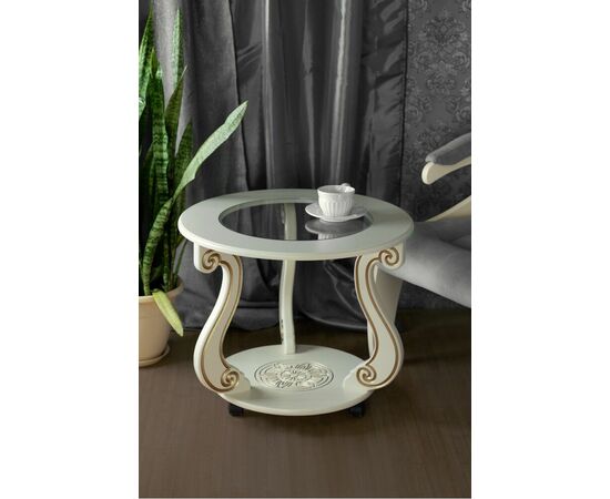 Стол журнальный Грация (С) на колесах слоновая кость/золото, изображение 9 | Интернет магазин мебели и декора LifeDekor