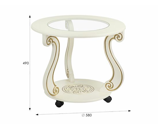Стол журнальный Грация (С) на колесах слоновая кость/золото, изображение 8 | Интернет магазин мебели и декора LifeDekor