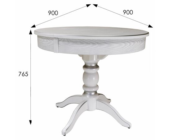 Стол обеденный Фидея 4 раздвижной белый/серебро 90/130*90, изображение 3 | Интернет магазин мебели и декора LifeDekor