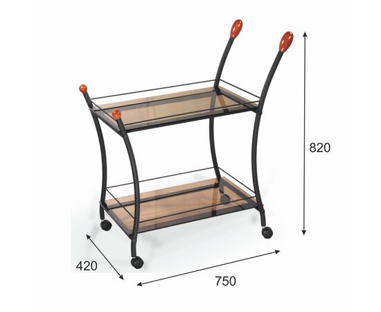 Стол сервировочный Поло чёрный/тонированное стекло, изображение 2 | Интернет магазин мебели и декора LifeDekor