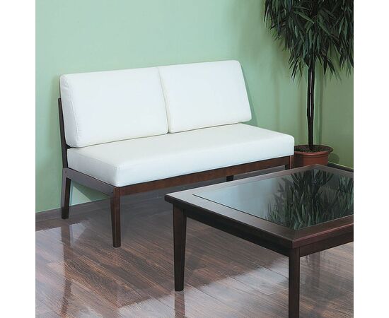 Диван-скамья Массив мягкая экокожа крем, каркас орех, изображение 7 | Интернет магазин мебели и декора LifeDekor